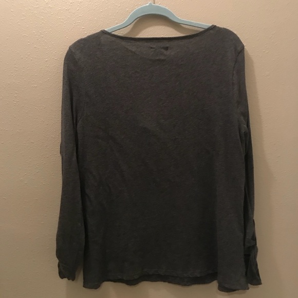 Gray Long Sleeve with Floral Detail - Picture 2 of 4